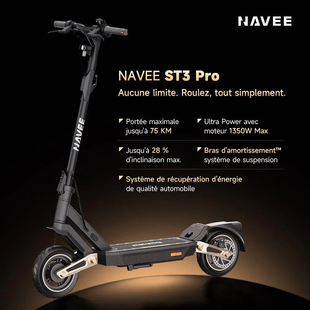 NAVEE ST3 Pro – Trottinette électrique 600W, autonomie 75 km