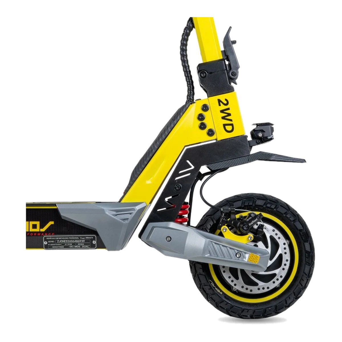Ecoxtrem Deimos Dual Jaune – roue avant et suspension