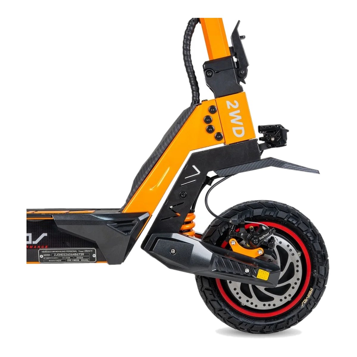 Ecoxtrem Deimos Dual Orange – roue avant et suspension
