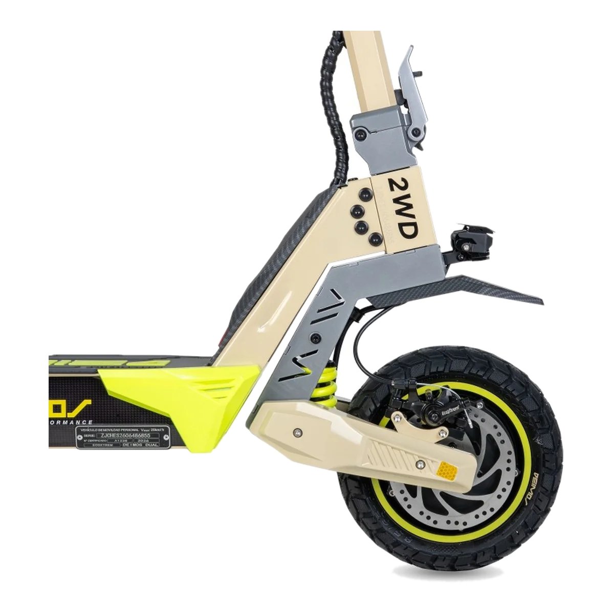 Ecoxtrem Deimos Dual Sable – roue avant et suspension
